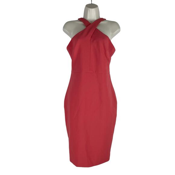 Likely Carolyn Cross Neck Mini Cocktail Dress Cranberry Orange Size 2 - Picture 3 of 9